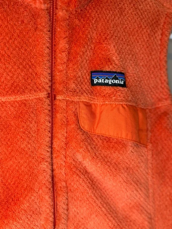 Patagonia Fleece Vest Womens Orange Full Zip Polartec Outdoor Small Lightweight - Picture 3 of 9
